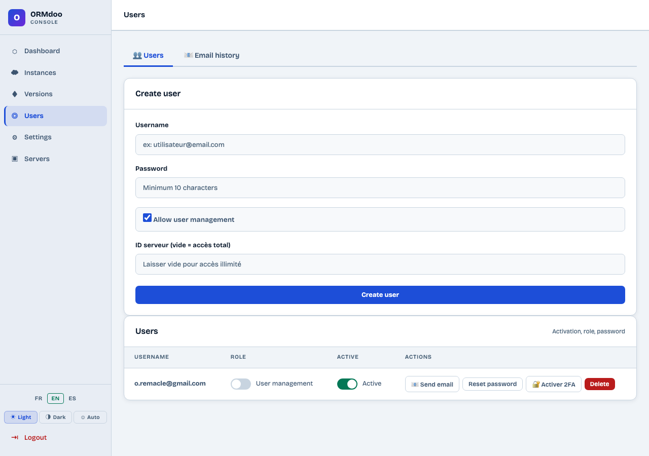 Admin user management