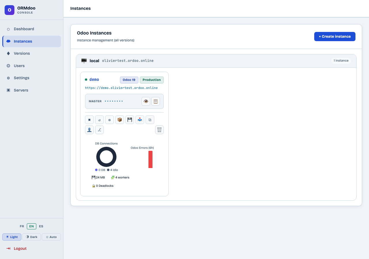 Odoo instance card