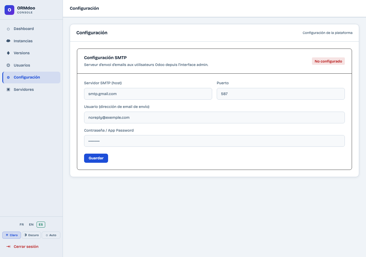 Configuración SMTP