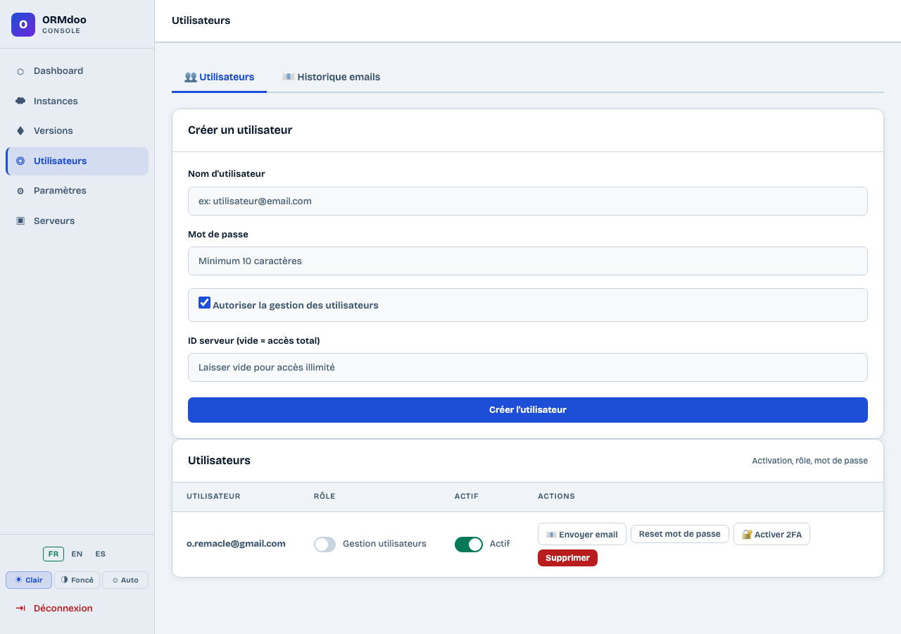 Gestion des utilisateurs administrateurs